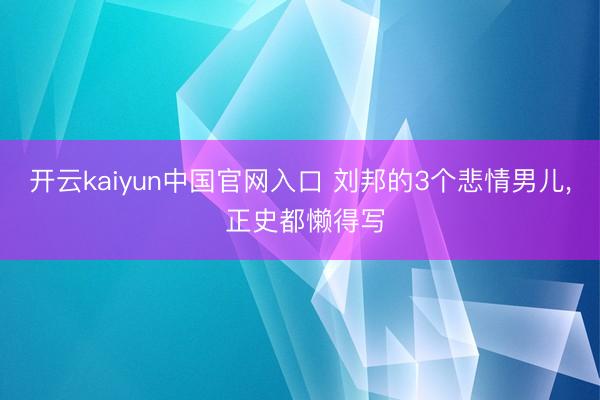 开云kaiyun中国官网入口 刘邦的3个悲情男儿, 正史都懒得写
