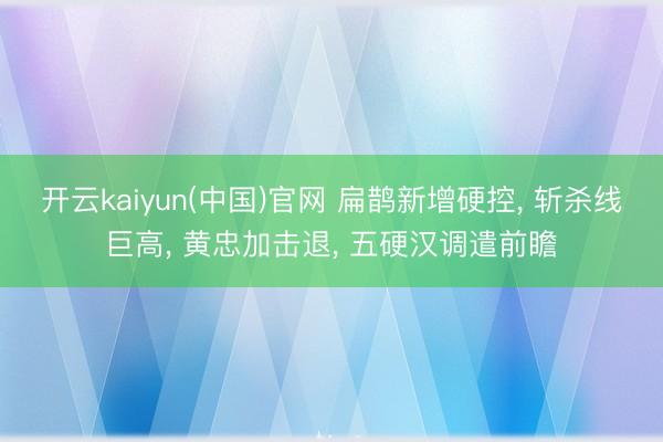 开云kaiyun(中国)官网 扁鹊新增硬控， 斩杀线巨高， 黄忠加击退， 五硬汉调遣前瞻