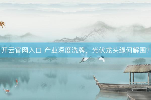 开云官网入口 产业深度洗牌，光伏龙头缘何解围？