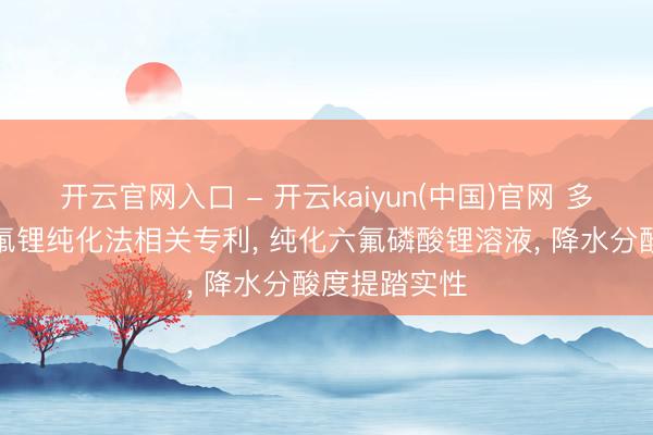 开云官网入口 - 开云kaiyun(中国)官网 多氟多肯求六氟锂纯化法相关专利, 纯化六氟磷酸锂溶液, 降水分酸度提踏实性