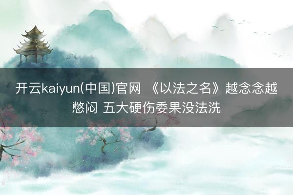 开云kaiyun(中国)官网 《以法之名》越念念越憋闷 五大硬伤委果没法洗