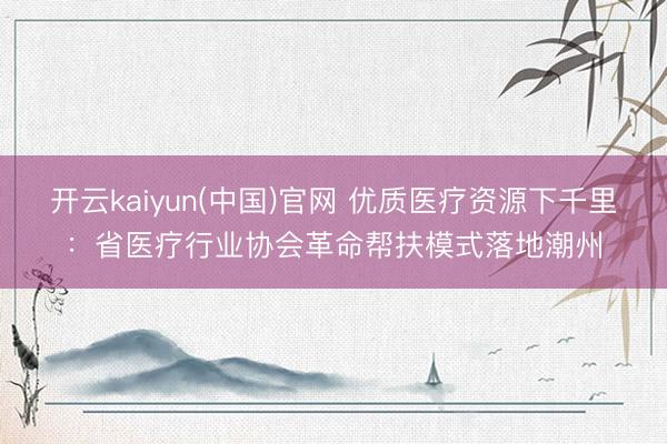 开云kaiyun(中国)官网 优质医疗资源下千里：省医疗行业协会革命帮扶模式落地潮州