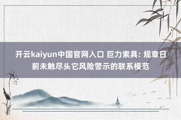 开云kaiyun中国官网入口 巨力索具: 规章日前未触尽头它风险警示的联系模范